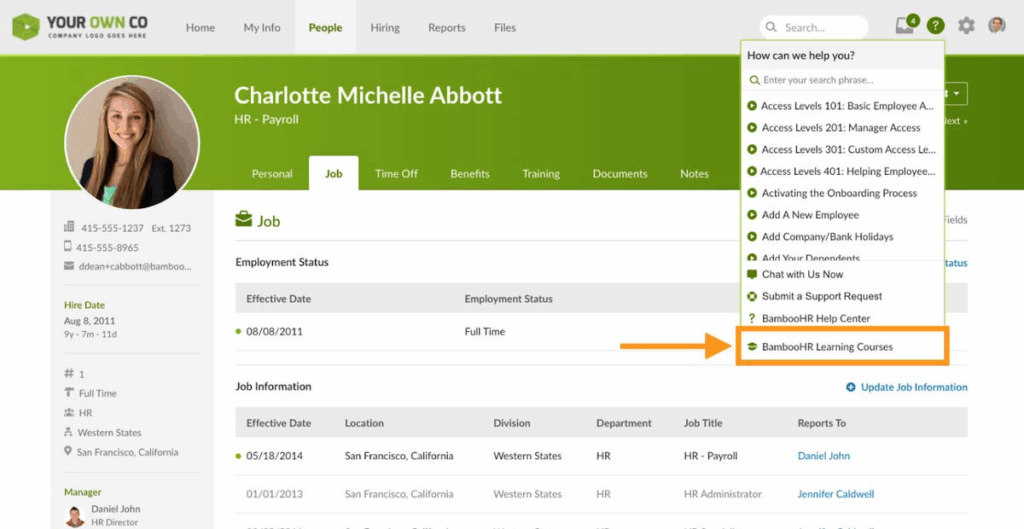 Illustration interface user BambooHR BambooHR